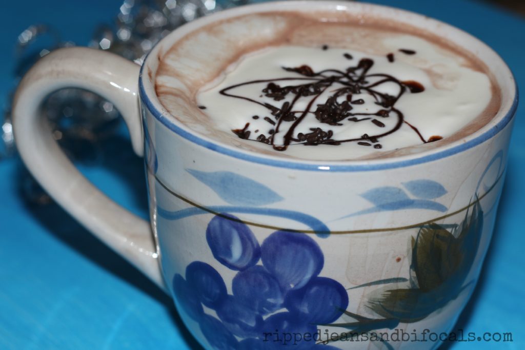 My "special" hot cocoa is kind of a cheat. I add a tablespoon of powdered milk and a teaspoon of white chocolate chips to a packet of regular instant cocoa mix. Top with sweetened cream, chocolate sprinkles and a drizzle of chocolate syrup. It's indulgently good.