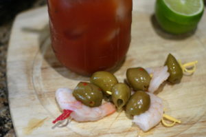 Shrimp and Olive garnish