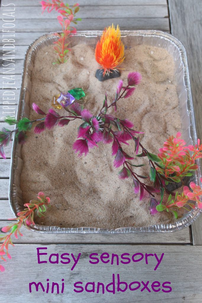 Easy sensory mini sandboxes|Ripped Jeans and Bifocals