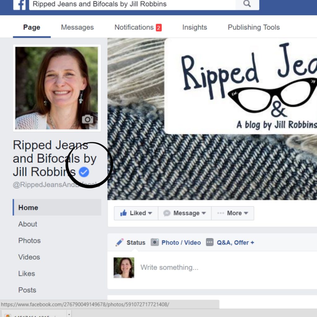 How I got my Facebook page verified|Ripped Jeans and Bifocals