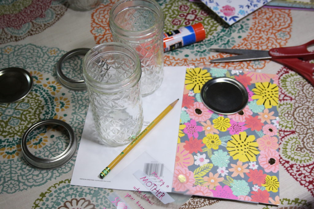 Mother's Day Gift Idea: Mason Jars with Upcycled Greeting Cards|Ripped Jeans and Bifocals