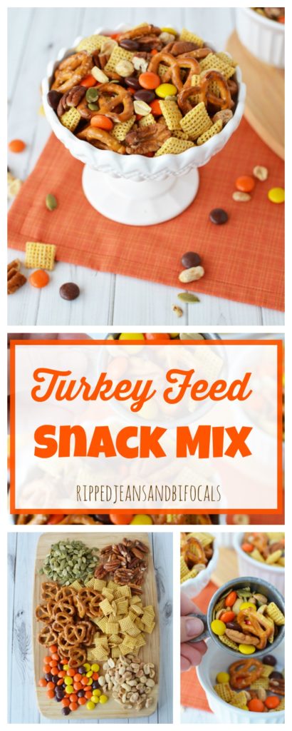 Keep your kids busy on Thanksgiving with this cute Turkey Feed Snack Mix|Ripped Jeans and Bifocals