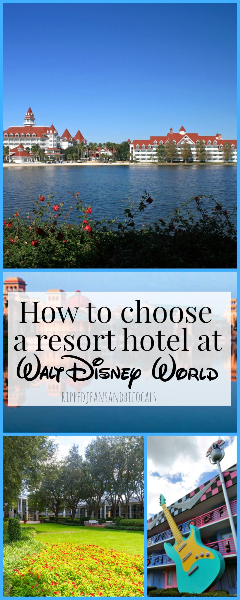 Are you wondering how to choose a resort hotel at Walt Disney World? Check out my post on the difference between the value, moderate and deluxe resorts at Walt Disney World|Ripped Jeans and Bifocals
