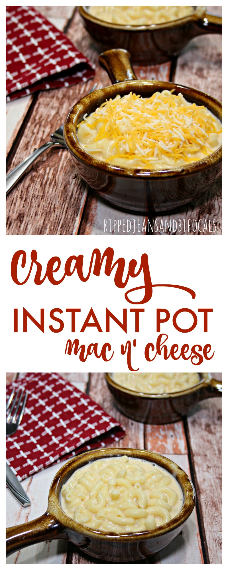 This creamy Instant Pot macaroni and cheese is incredibly fast and easy to make|Ripped Jeans and Bifocals