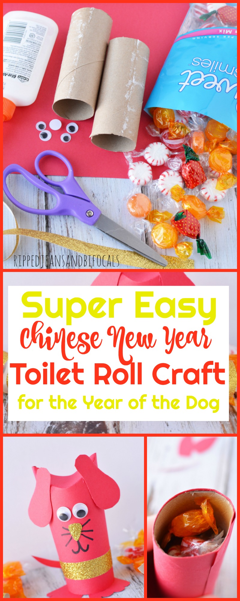 Make this cute, Chinese New Year Craft to ring in the Year of the Dog...perfect for party favors, scout troops or classroom/youth group activities|Ripped Jeans and Bifocals