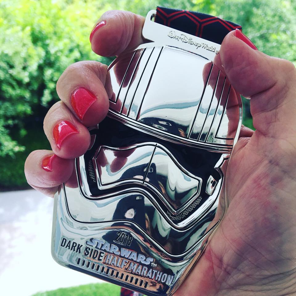 The finisher medals for the Star Wars Half Marathon are pretty awesome!