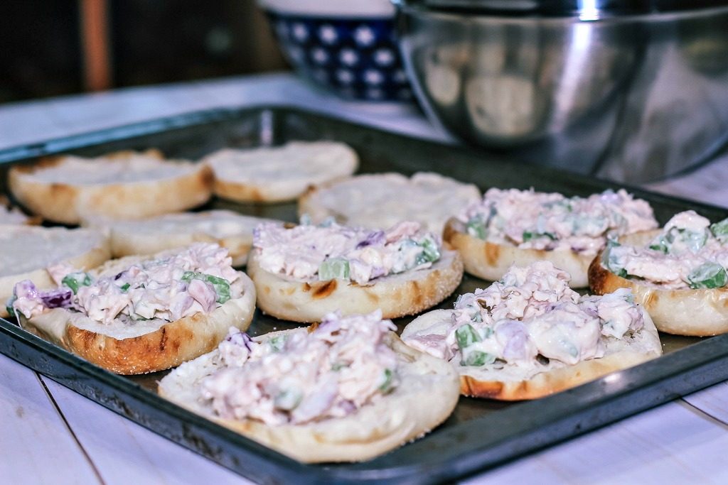 tuna melts on baking sheet|How to make an easy tuna melt using English Muffins