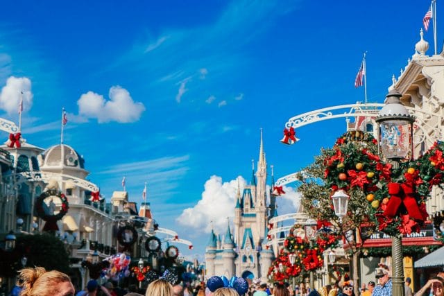 Disney World Planning|View of the Castle at Magic Kingdom at Christmas