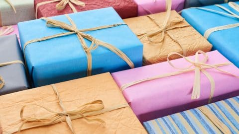 Pastel gift wrapped packages
