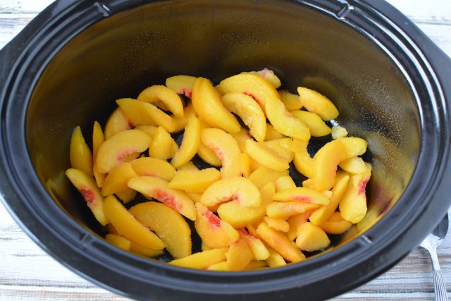 Frozen peaches in a crock pot