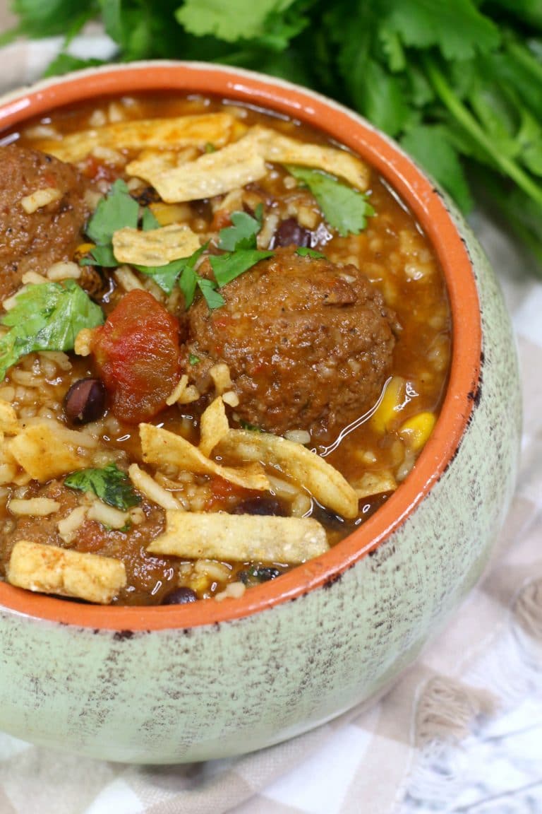 Slow Cooker Tex Mex Meatball Soup