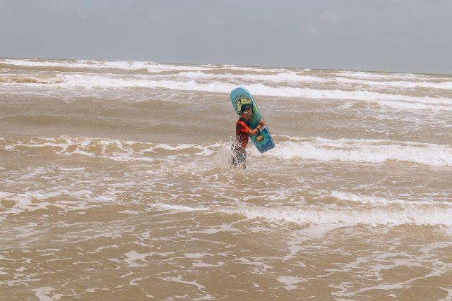 Boy with boogie board