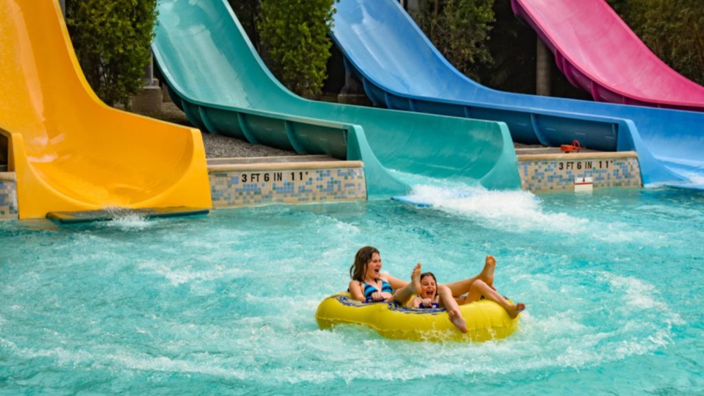 Family at SeaWorld water park.