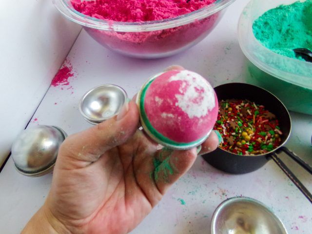 DIY Christmas Bath Bombs in process