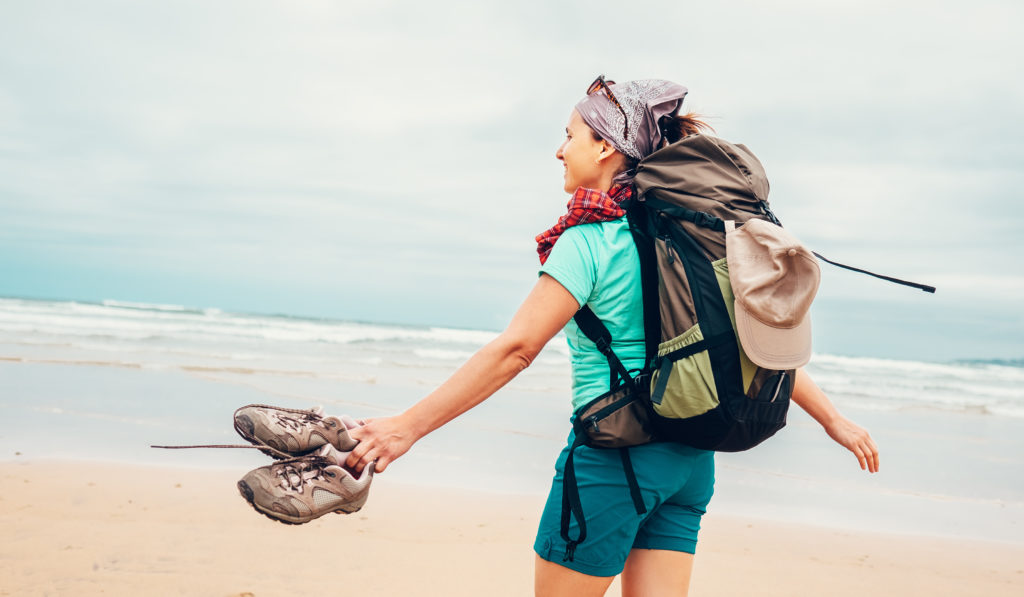 Woman solo traveler.