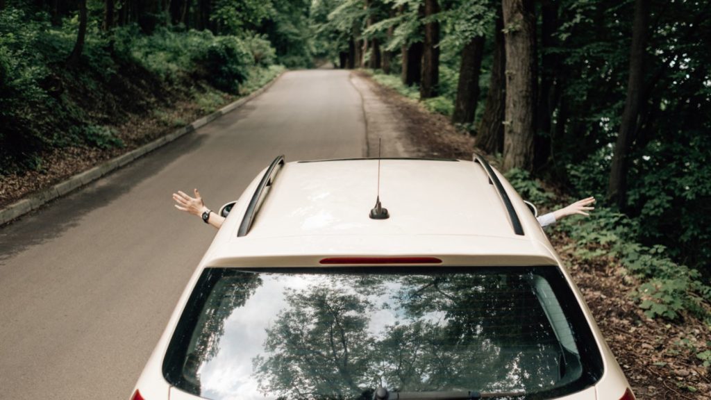 Car on a road trip.