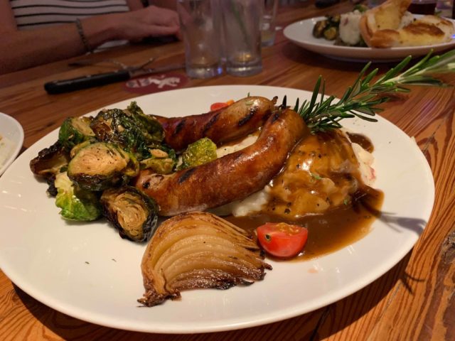 Bangers and mash at Yeoman Lion and Cask pub