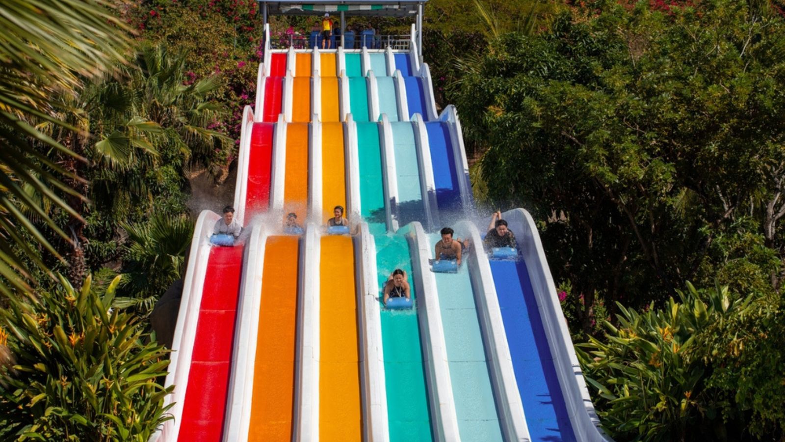 Side by side water slides.