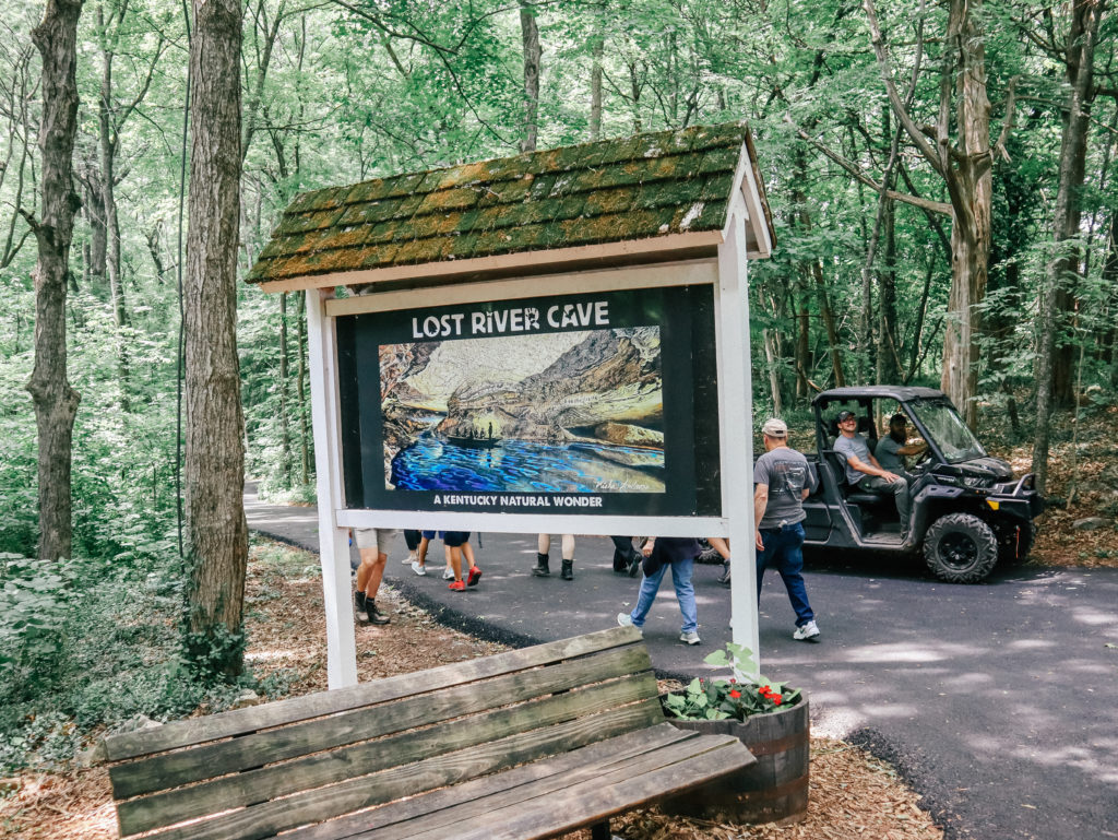 Sign for lost river cave in bowling green KY