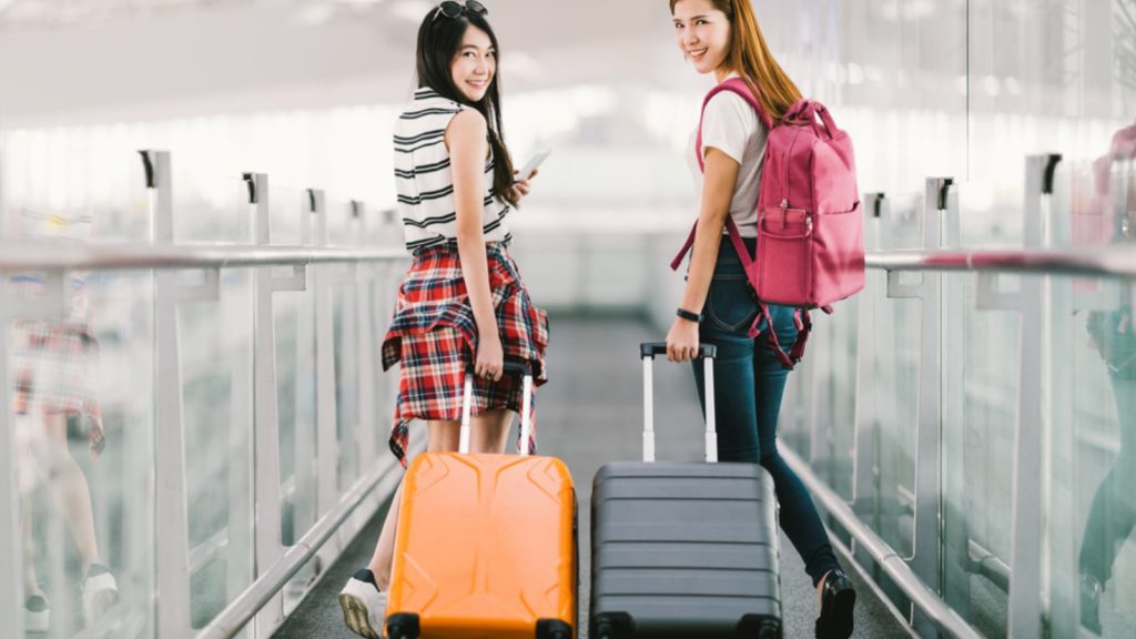 Two women traveling together.