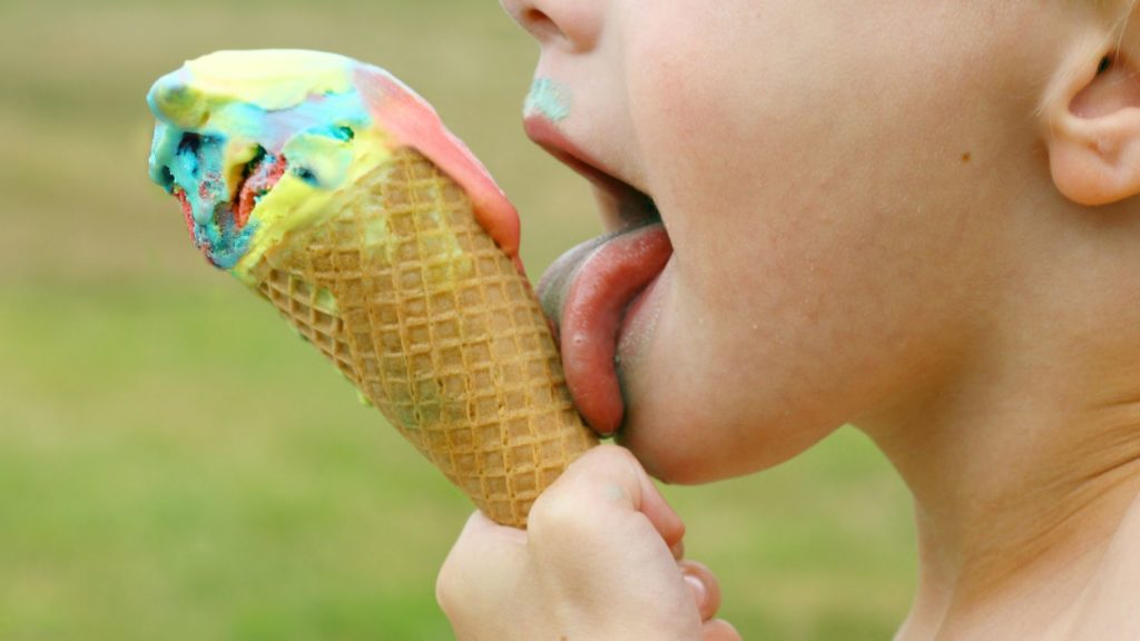 Child eating ice cream.