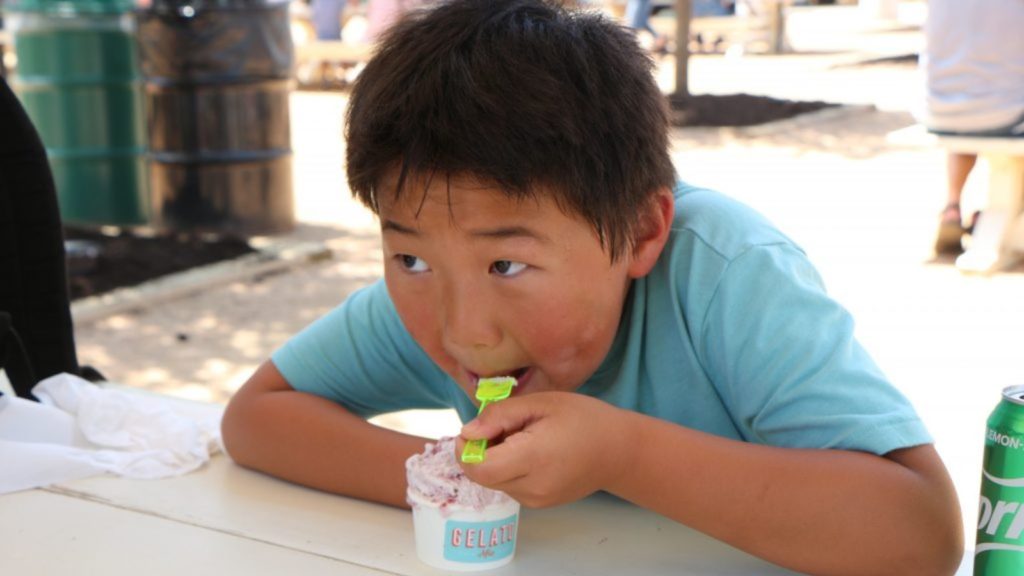 Boy eating ice cream in Waco.