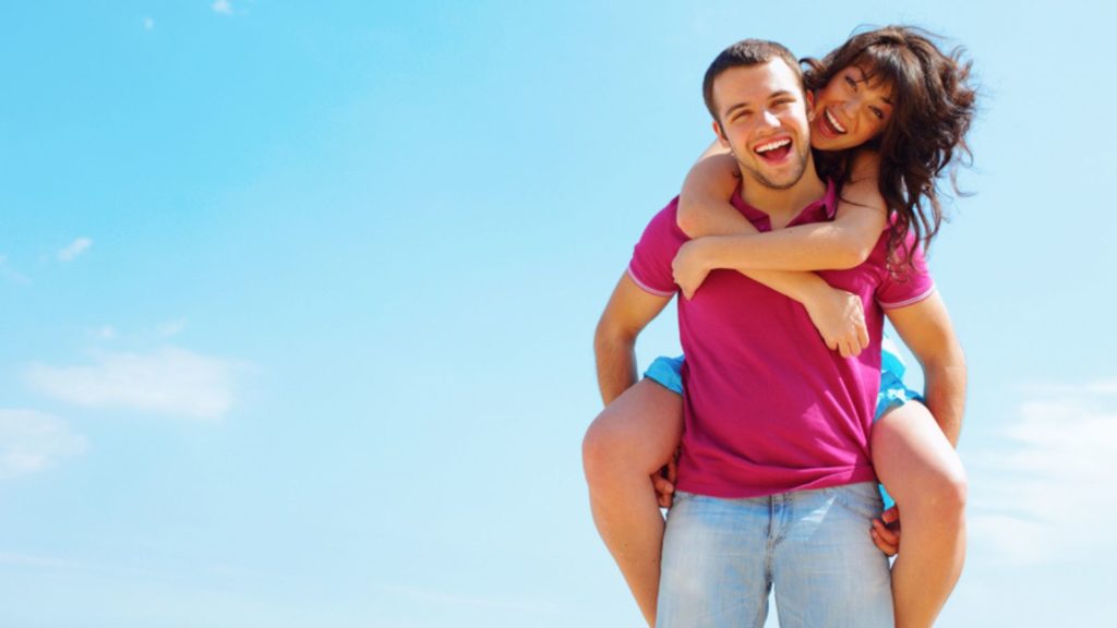 Couple on fun vacation.