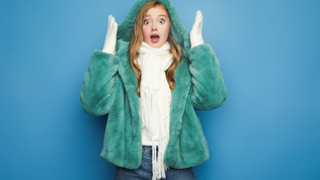 Woman in a heavy coat.