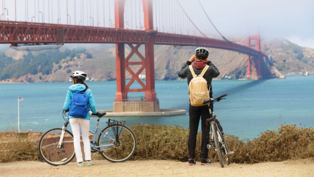 Biking in San Francisco.