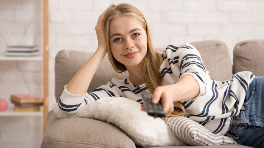 Girl watching TV.