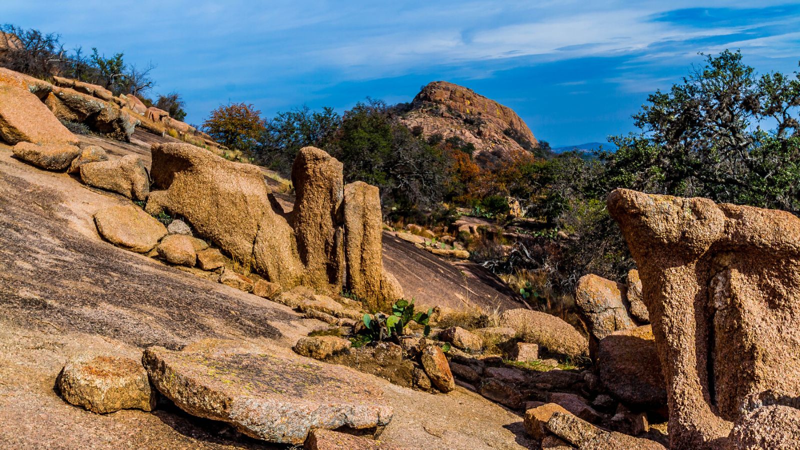 enchanted rock state natural area, one of Texas fall hill country hikes.